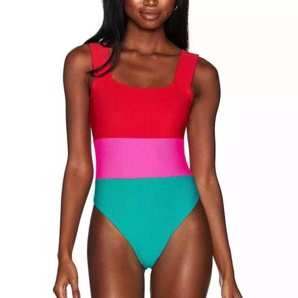 New!Beach Riot Amy One Piece Colorblock Swimsuit - Picture 1 of 12